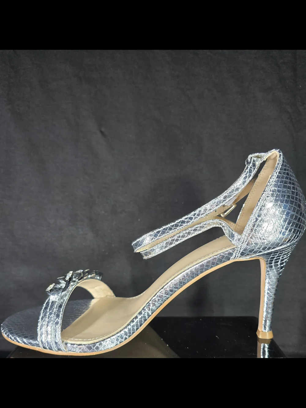 Silver Crystal-Embellished Strappy Heels - Women's Dress Sandals
